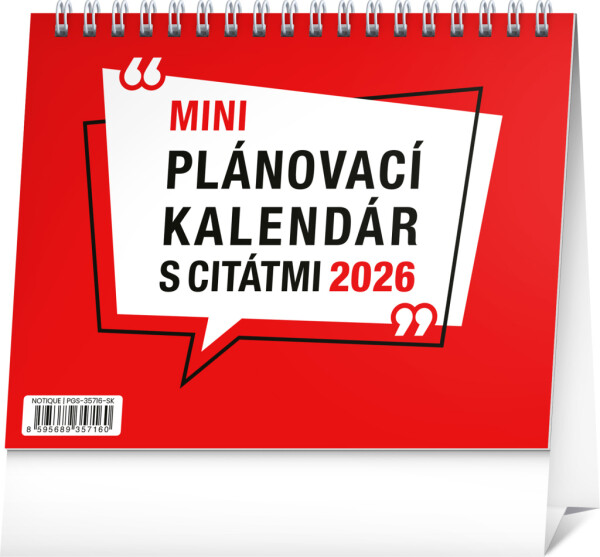 NOTIQUE Tischkalender-Planer mit Zitaten 2026, 16,5 x 13 cm