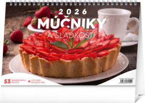 NOTIQUE Tischkalender Desserts und Süßigkeiten 2026, 23,1 x 14,5 cm - Reklamnepredmety
