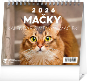 NOTIQUE Tischkalender Katzen – mit Katzennamen 2026, 16,5 x 13 cm - Reklamnepredmety