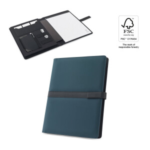 SANDERSON FOLDER. A4-Ordner aus PU (50% recycelt) mit Magnetverschluss und Notizblock mit linierten Seiten - Reklamnepredmety