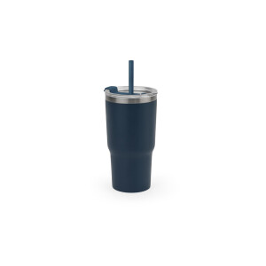 JOYNER M. Kompakter Edelstahl-Reisebecher (91 % recycelt) mit doppelwandiger Vakuumisolierung und matter Oberfläche, 600 ml - Reklamnepredmety
