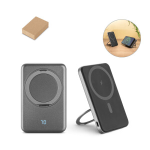WARSHEL 5. Magnetische Powerbank mit 5.000 mAh und 15-W-Superschnellladegerät aus recyceltem ABS (100 % rABS) inklusive Ständer - Reklamnepredmety