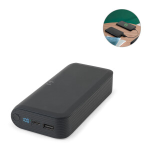BECKER 20. 20.000 mAh Powerbank aus recyceltem ABS (100 % rABS) mit 15-W-Schnellladefunktion (kabellos). - Reklamnepredmety