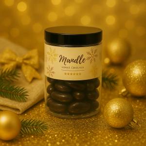 Ein Glas Mandeln in dunkler Schokolade - Reklamnepredmety