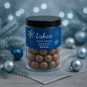 Ein Glas Haselnüsse in Milchschokolade - Reklamnepredmety