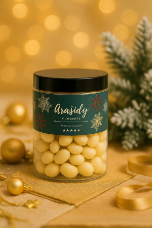 Ein Glas Erdnüsse in Joghurt - Reklamnepredmety