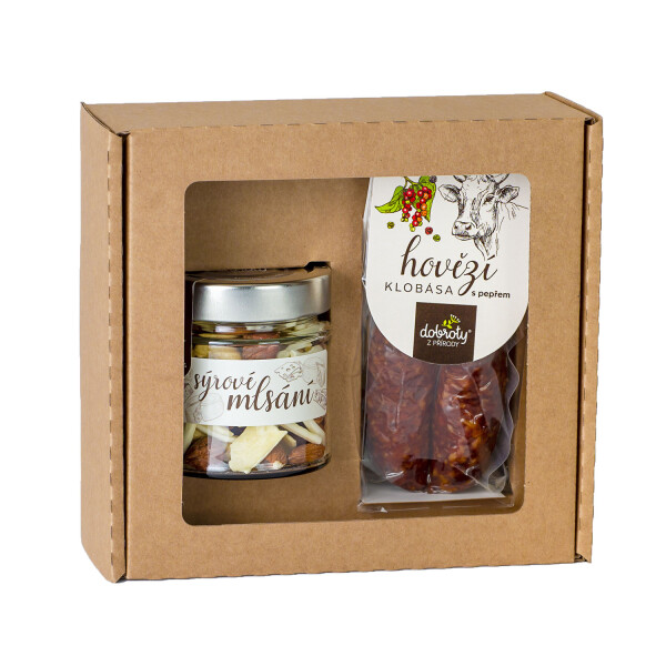 Geschenkset – Rinderwurst mit schwarzem Pfeffer und Käse-Leckerbissen