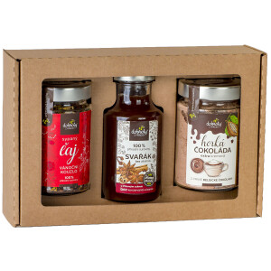Geschenkset – Glühweinkonzentrat, belgische heiße Schokolade und Weihnachtszauber loser Tee - Reklamnepredmety