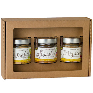 Geschenkset – Pulled Entenfleisch mit Kirschen und Sherry, Pulled Kaninchenfleisch mit Estragon und Pulled Pork mit Pancetta - Reklamnepredmety