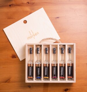 Sortenreine Spirituosen-Miniaturen 6 × 40 ml in der Holzbox - Reklamnepredmety