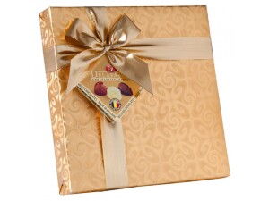 Belgische gefüllte Pralinen in Goldpapier 200 g – quadratisch - Reklamnepredmety