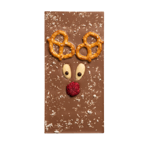 Milch-Weihnachtsschokolade mit Rentier