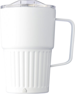 Doppelwandiger Reisebecher aus recyceltem Edelstahl, 450 ml - Reklamnepredmety