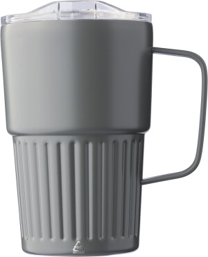 Doppelwandiger Reisebecher aus recyceltem Edelstahl, 450 ml - Reklamnepredmety