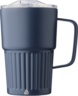 Doppelwandiger Reisebecher aus recyceltem Edelstahl, 450 ml - Reklamnepredmety