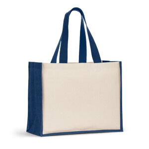 HELSINQUE COLOUR. Tasche aus Canvas (320 g/m²), mit Boden und Seiten aus farbig laminierter Jute (350 g/m²) - Reklamnepredmety