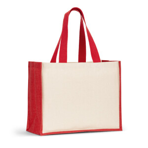 HELSINQUE COLOUR. Tasche aus Canvas (320 g/m²), mit Boden und Seiten aus farbig laminierter Jute (350 g/m²) - Reklamnepredmety