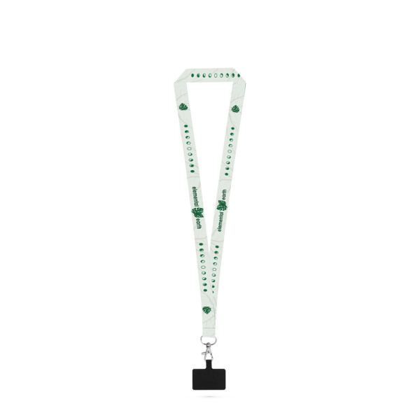 HARLOW. Lanyard aus Polyester mit Karabiner, Schicherheitsverschluss und Handyhalter, geeignet für Sublimation