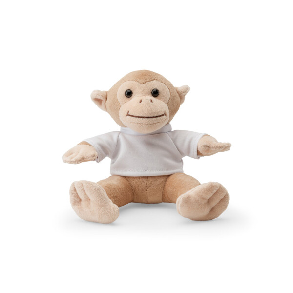 MONKY. Plüschtier in Form eines Affen mit T-Shirt