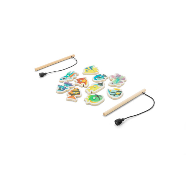 FISHY. Angelspiel mit 10 Holzfischen, ideal für Kinder