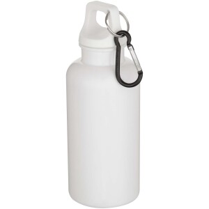 Oregon 400 ml einfarbige RS-zertifizierte Trinkflasche aus recyceltem Kunststoff mit Karabinerhaken - Reklamnepredmety