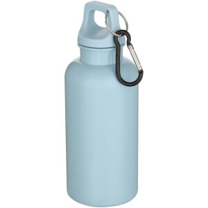 Oregon 400 ml einfarbige RS-zertifizierte Trinkflasche aus recyceltem Kunststoff mit Karabinerhaken - Reklamnepredmety