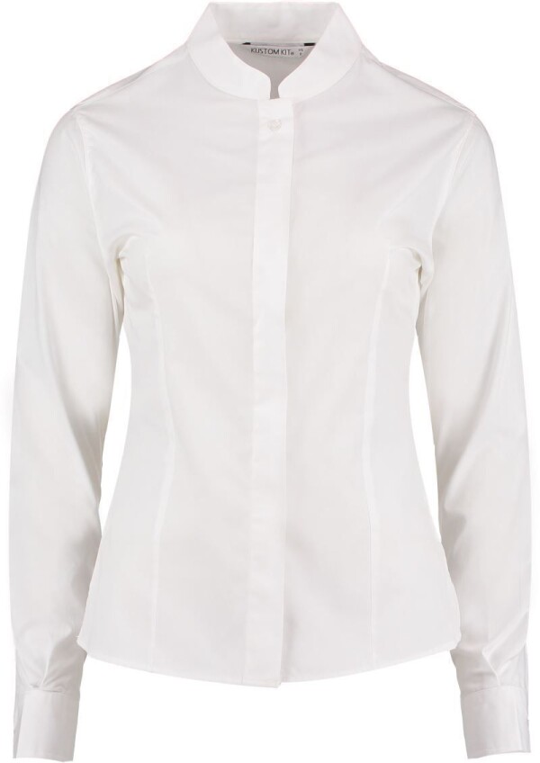 Popeline Bluse mit Maokragen langarm KK 261