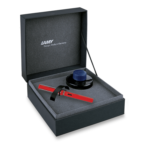 LAMY Safari Shiny Red Geschenkpatrone – Füllfederhalter- und Tinten-Set
