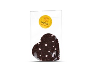 Herz aus dunkler Schokolade mit Aufdruck zum Valentinstag - Reklamnepredmety