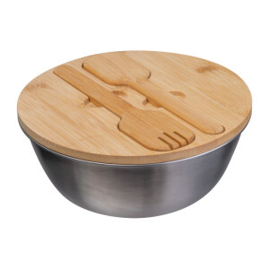 Salatschüssel mit Bambusdeckel, 2000 ml - Reklamnepredmety