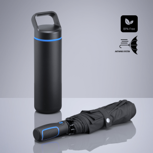 Outdoor Set: steel water bottle 650 ml & automatic umbrella - Reklamnepredmety