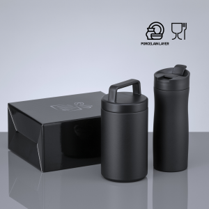 Porcelain Set: thermal mug 630 ml and foodjar 800 ml with porcelain coating - Reklamnepredmety