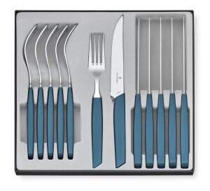 Victorinox Swiss Modern Príborová sada so steakovými nožmi - 12 ks - nevädzová modrá - Reklamnepredmety