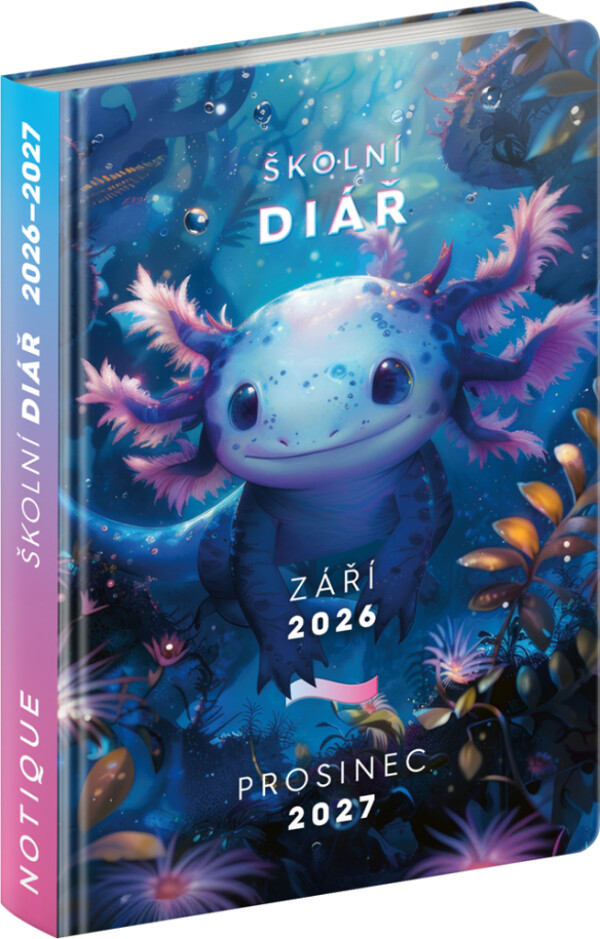 NOTIQUE Schultagebuch Axolotl CZ (September 2026 – Dezember 2027), 9,8 x 14,5 cm