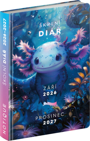 NOTIQUE Schultagebuch Axolotl CZ (September 2026 – Dezember 2027), 9,8 x 14,5 cm - Reklamnepredmety