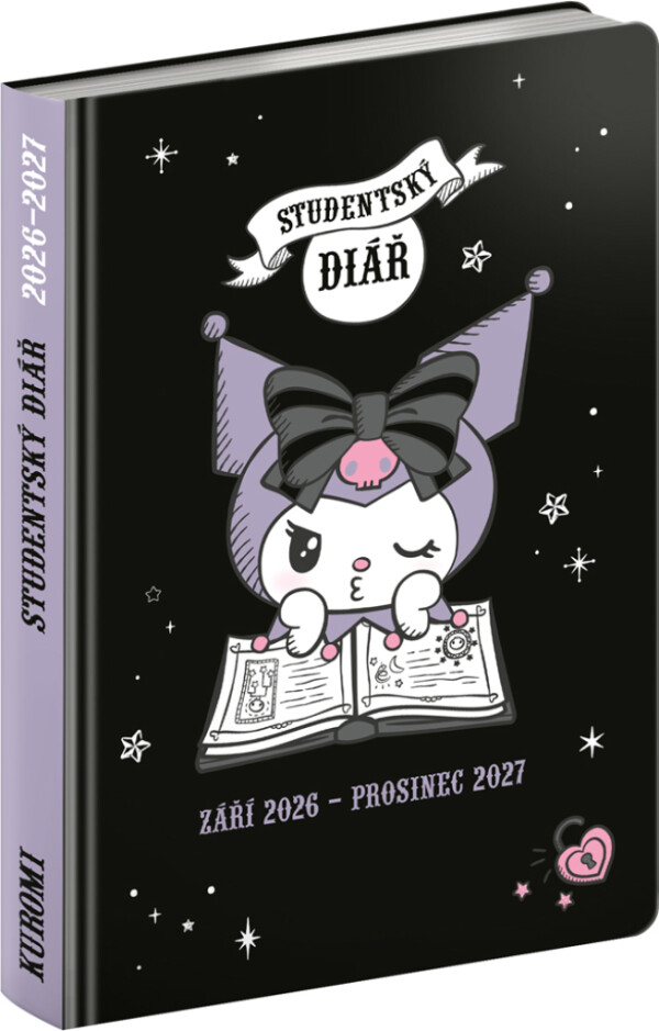 NOTIQUE Študentský diár Kuromi CZ (september 2026 – december 2027), 9,8 x 14,5 cm