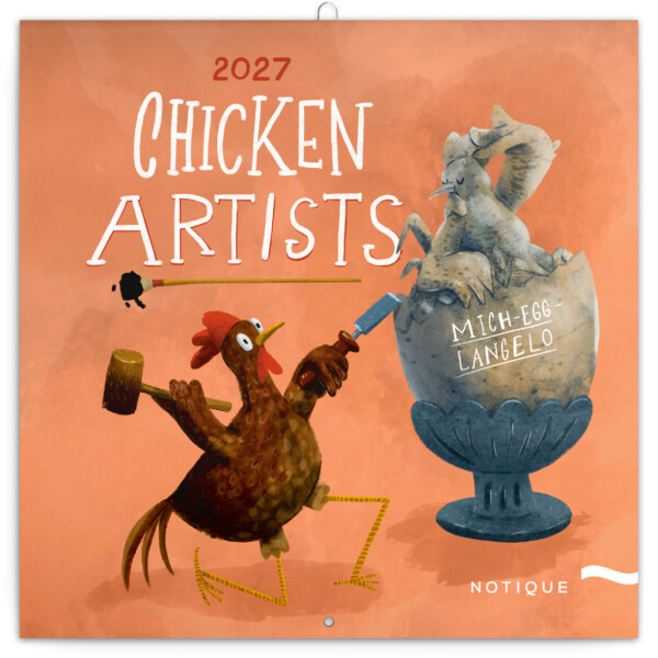 NOTIQUE Kalender Chicken Artists 2027, 30 x 30 cm