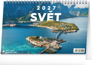 NOTIQUE Tischkalender Welt CZ 2027, 23,1 x 14,5 cm - Reklamnepredmety