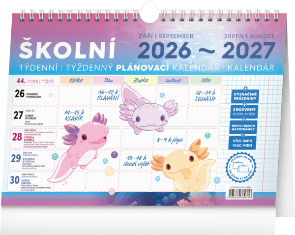 NOTIQUE Schulplanungskalender mit Haken CZ/SK 2027, 30 x 21 cm