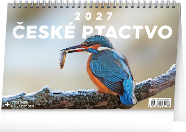 NOTIQUE Tischkalender Tschechische Vögel CZ 2027, 23,1 x 14,5 cm