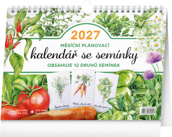 NOTIQUE Monatsplanungskalender mit Saatgut CZ 2027, 30 x 21 cm