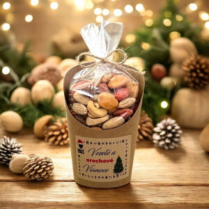 Herzhafte Weihnachtsmischung in Cellophan und Glas, 180 g – FROHE WEIHNACHTEN - Reklamnepredmety