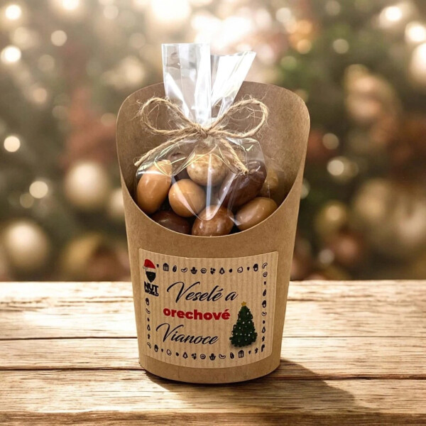 Süße Weihnachtsmischung „Braun“ in Zellophan und Glas, 180 g