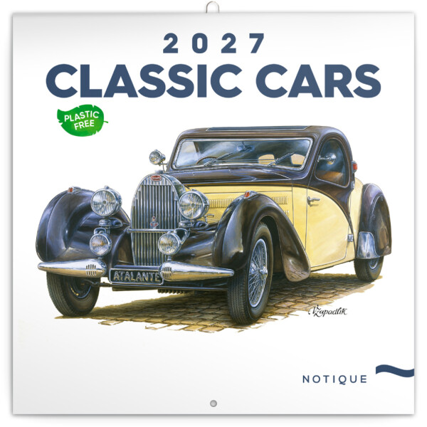 NOTIQUE Classic Cars Notizblock – Václav Zapadlík 2027, KUNSTSTOFFFREI, 30 x 30 cm