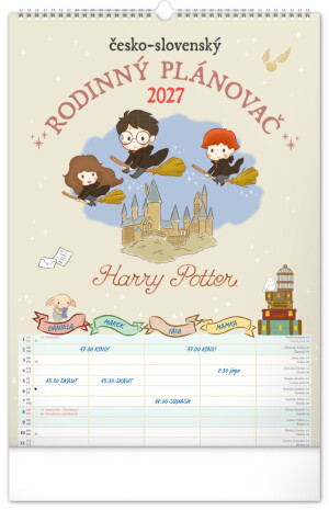 NOTIQUE Wandkalender Familienplaner Harry Potter XL CZ/SK 2027, 33 x 46 cm - Reklamnepredmety
