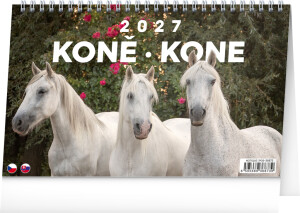 NOTIQUE Tischkalender Pferde - Horses CZ/SK 2027, 23,1 x 14,5 cm - Reklamnepredmety
