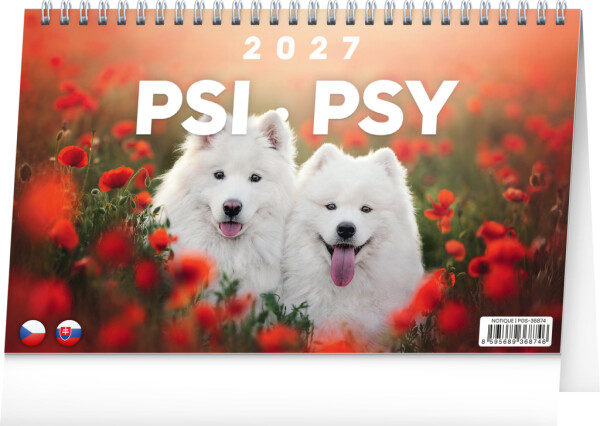 NOTIQUE Tischkalender Hunde – Dogs CZ/SK 2027, 23,1 x 14,5 cm