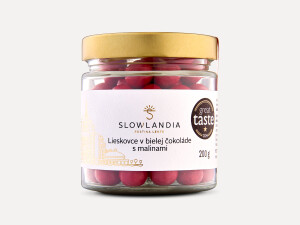 Haselnüsse in weißer Schokolade mit Himbeeren 250 g - Reklamnepredmety