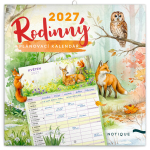 NOTIQUE Familienplanungskalender Tiere CZ 2027, 30 x 30 cm - Reklamnepredmety