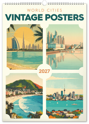 NOTIQUE Wandkalender Vintage-Poster – Weltstädte 2027, 33 x 46 cm - Reklamnepredmety